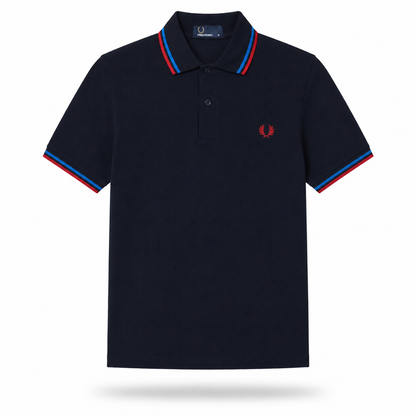 Fred Perry Men's Contrast-Tipped Cotton Polo Shirt – Slim Fit Smart-Casual Polo