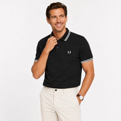 Fred Perry Men's Contrast-Tipped Cotton Polo Shirt – Slim Fit Smart-Casual Polo