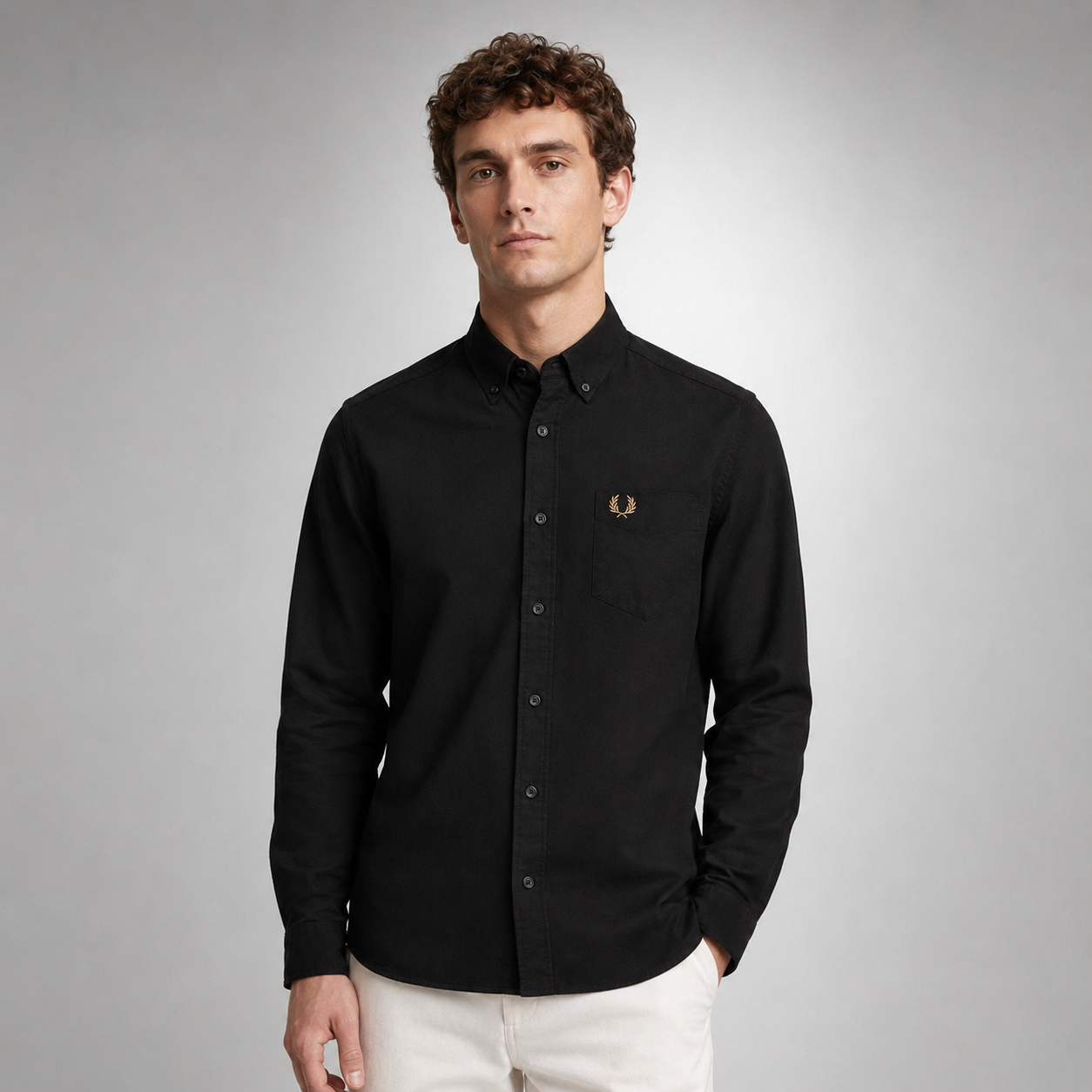 Fred Perry Men's Long Sleeve Button-Down Shirt – Premium Cotton Smart Casual Shirt