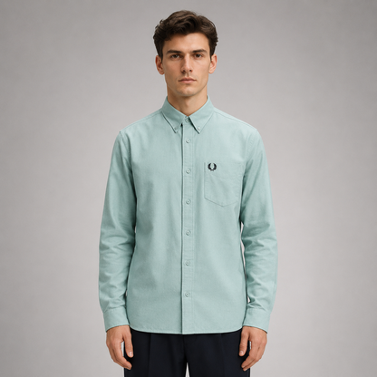 Fred Perry Men's Long Sleeve Button-Down Shirt – Premium Cotton Smart Casual Shirt