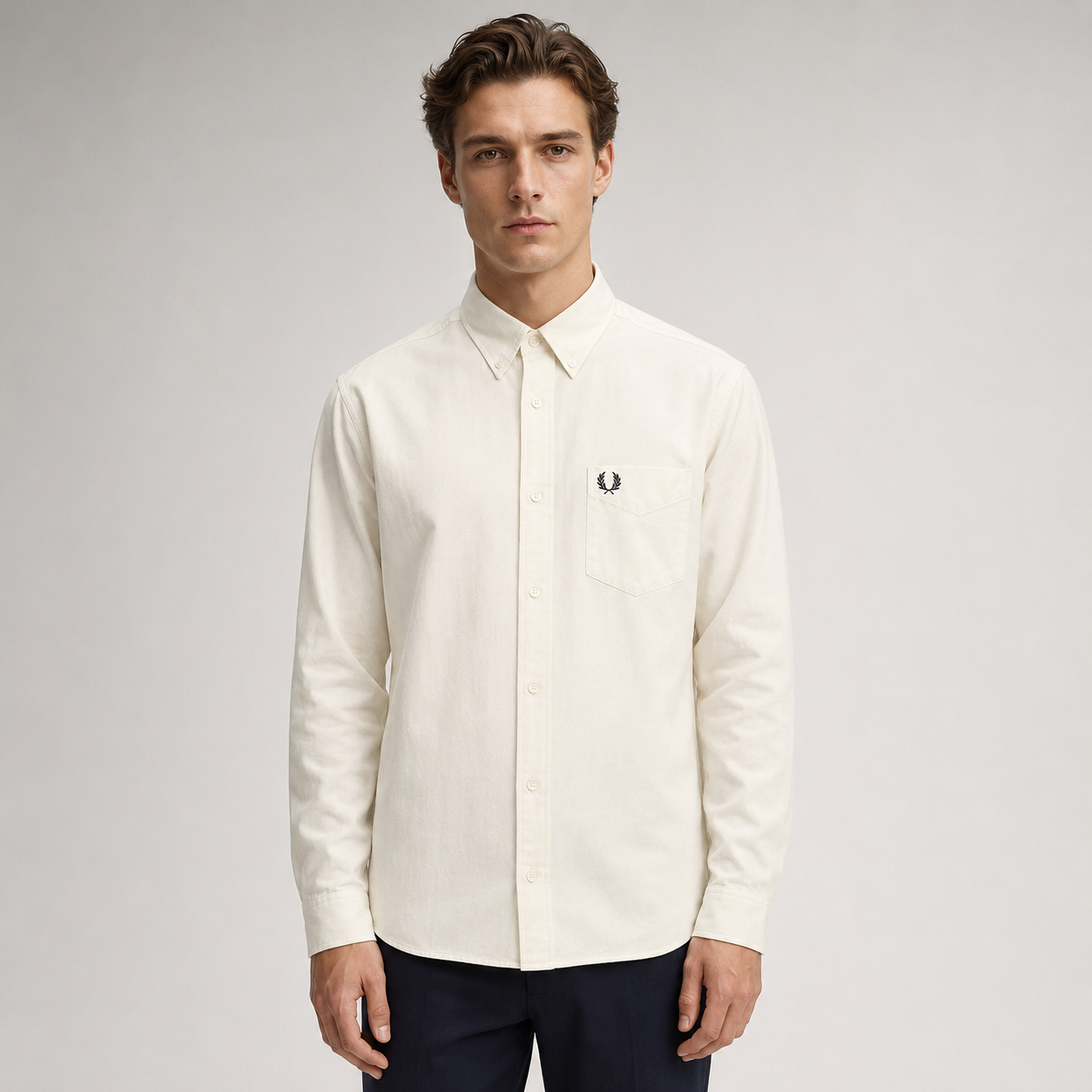 Fred Perry Men's Long Sleeve Button-Down Shirt – Premium Cotton Smart Casual Shirt