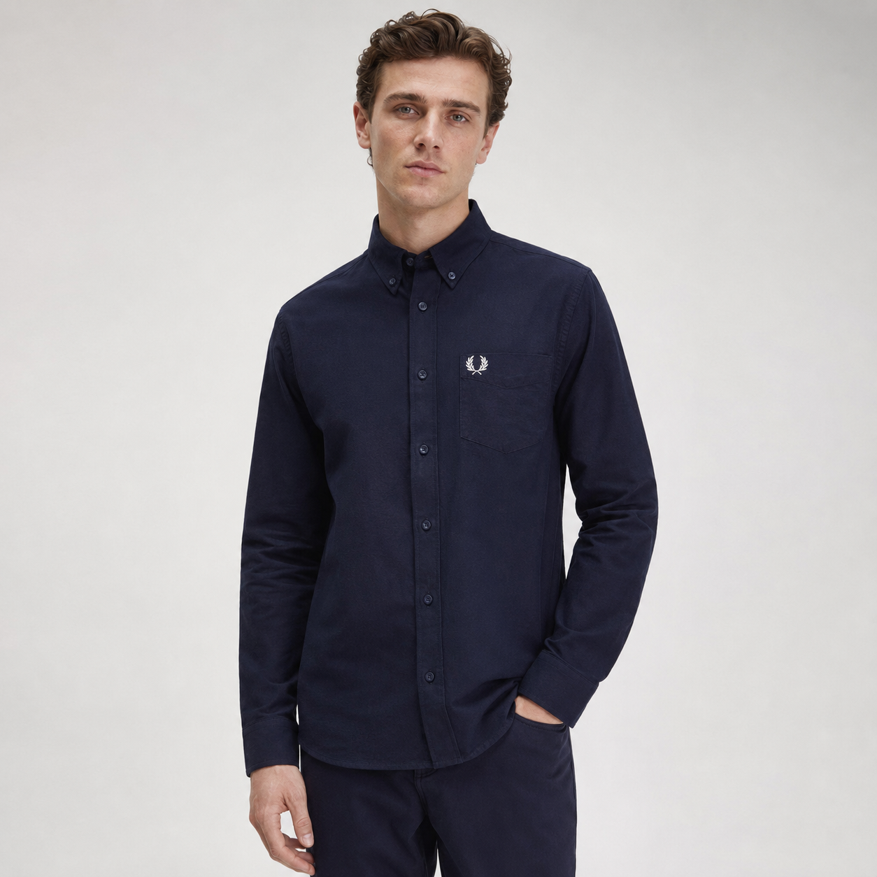 Fred Perry Men's Long Sleeve Button-Down Shirt – Premium Cotton Smart Casual Shirt
