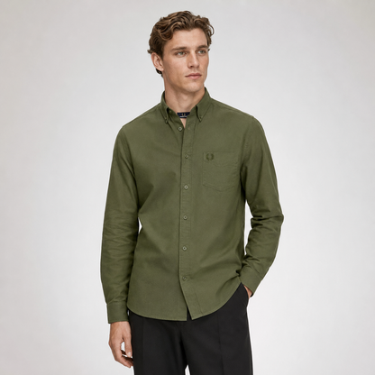 Fred Perry Men's Long Sleeve Button-Down Shirt – Premium Cotton Smart Casual Shirt