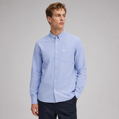 Fred Perry Men's Long Sleeve Button-Down Shirt – Premium Cotton Smart Casual Shirt