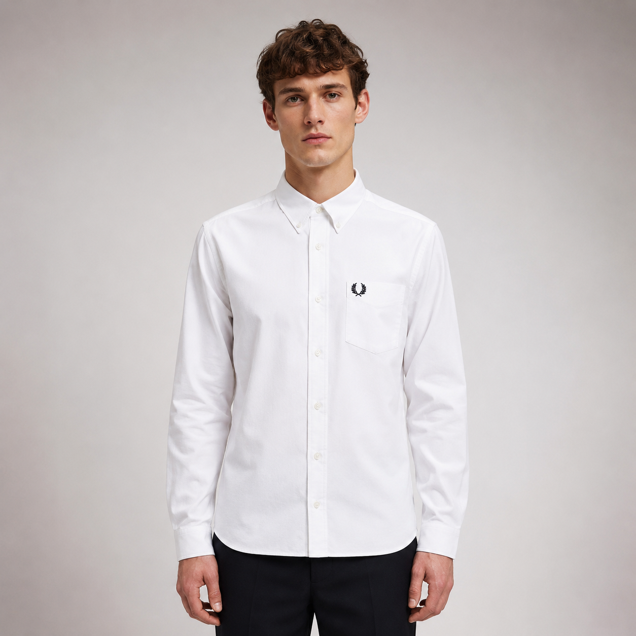 Fred Perry Men's Long Sleeve Button-Down Shirt – Premium Cotton Smart Casual Shirt
