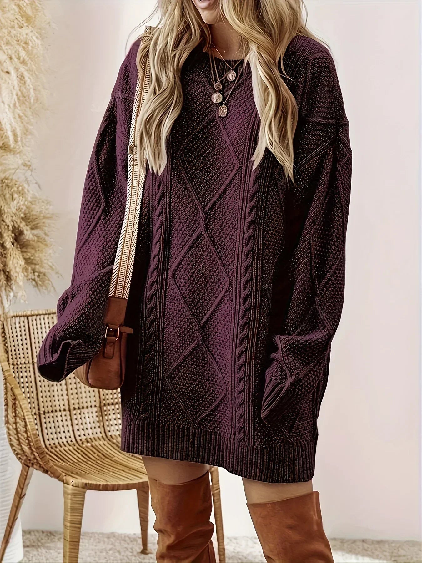 Valdina | Women’s Cable Knit Sweater Dress