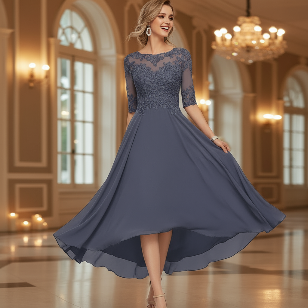 Women’s Cocktail Dress | Elegant Lace Details, Flattering Fit-Women's Dresses-Zeravi-Gray-S-Zeravi