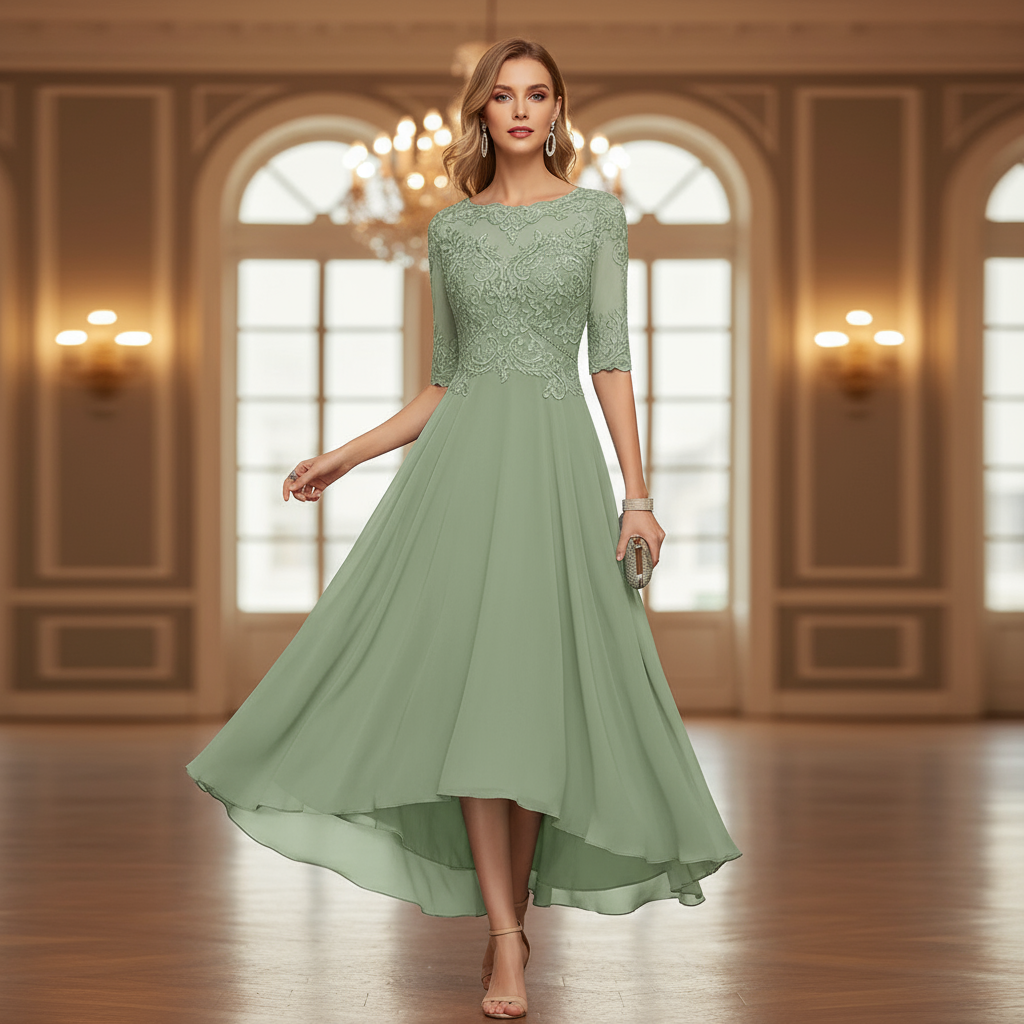 Women’s Cocktail Dress | Elegant Lace Details, Flattering Fit-Women's Dresses-Zeravi-Light Green-S-Zeravi