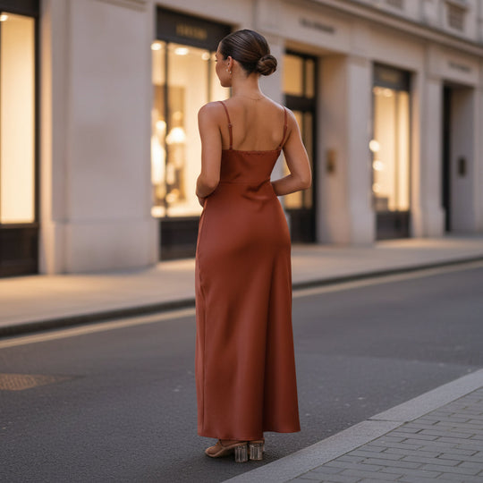 Women’s Dress | Elegant Slip Design with Side Slit-Women’s Dresses-Zeravi-S-Latte-Zeravi