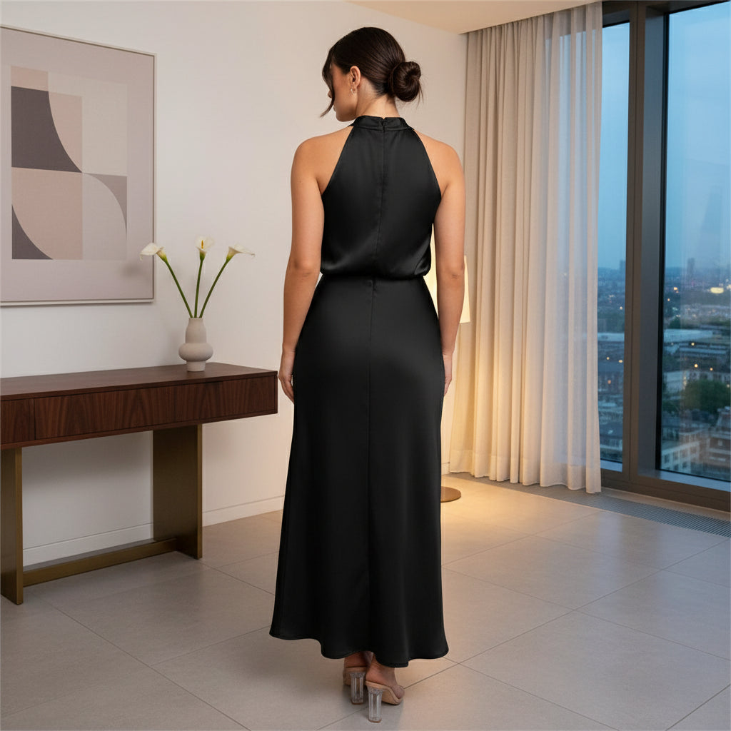 Women’s Maxi Dress | Elegant Halter Neck, Versatile Fit-Women's Dresses-Zeravi-Light Green-S-Zeravi